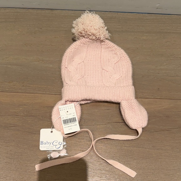 Baby CZ Soft Pink Cable Knit Hat with Pom-Pom